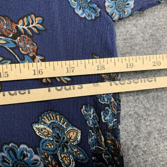 Altar’d State A Line Dress M Boho Blue Floral Bell Sleeves Crochet Cut Out Neck - Picture 16 of 16